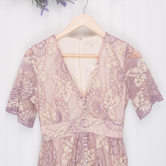 A Semi-sheer Floral Lace Lavender Maxi Dress - Picture 5 of 8